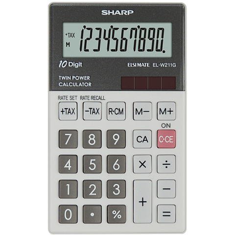 Sharp EL-W211G Taschenrechner Tasche Finanzrechner Grau