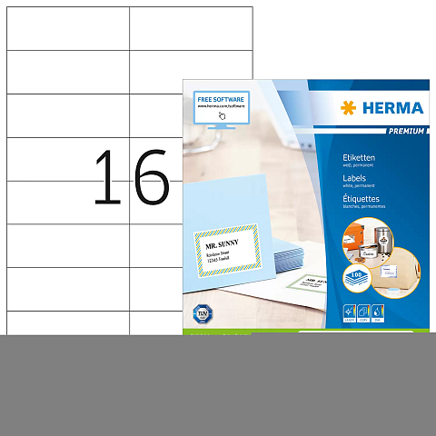 HERMA Etiketten Premium A4 105x37 mm weiß Papier matt 1600 St.
