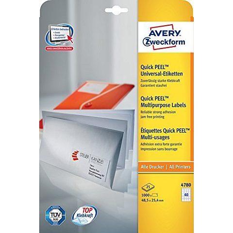 Avery Universal-Etiketten, weiß, 48,5 x 25,4 mm, permanent