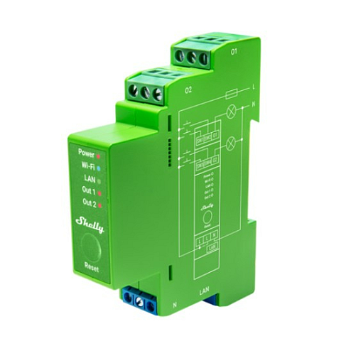 Shelly Pro Dimmer 2PM Eingebaut Blau, Grün, Grau