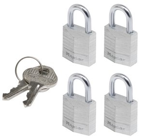 MASTER LOCK 20 mm breites Vorhngeschloss mit Gehuse aus massivem Aluminium; 4er-Pack
