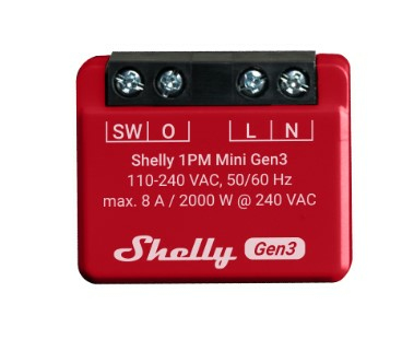 Shelly 1PM Mini Gen3 Intelligenter Schalter 1P Rot