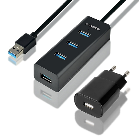 Axagon HUE-S2BP 4x USB 3.0 CHARGING hub w. 1.2m Kabel inkl. Netzteil