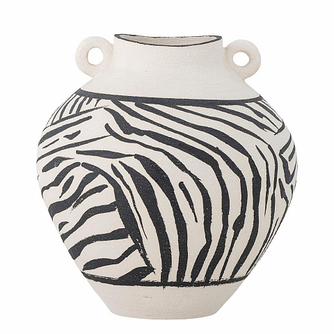 Bloomingville 82060714 Vase Vase mit runder Form Steingut Schwarz