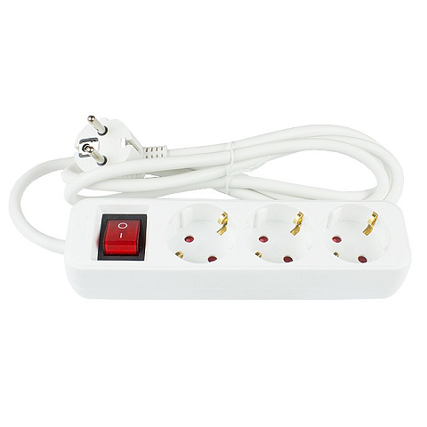 Alcasa PS013-W015 Verlängerungskabel 1,5 m 3 AC-Ausgänge Drinnen Weiß