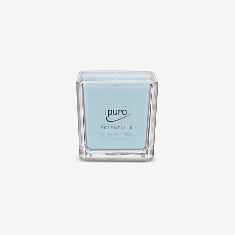 ipuro ESSENTIALS cotton fields Wachskerze Quadratisch Anis, Tonka-Bohne, Vanille, Vetiver, Violett, Weißer Moschus, Geranium, Zedernholz, Rose Blau 1 Stück(e)