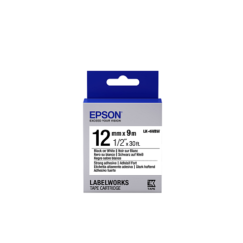 Epson Etikettenkassette LK-4WBW - Stark haftend - schwarz auf weiß - 12mmx9m