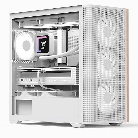 Aerocool D301A Mini Tower Weiß, Holz
