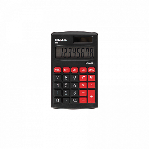 MAUL M 8 Taschenrechner Tasche Display-Rechner Schwarz, Rot