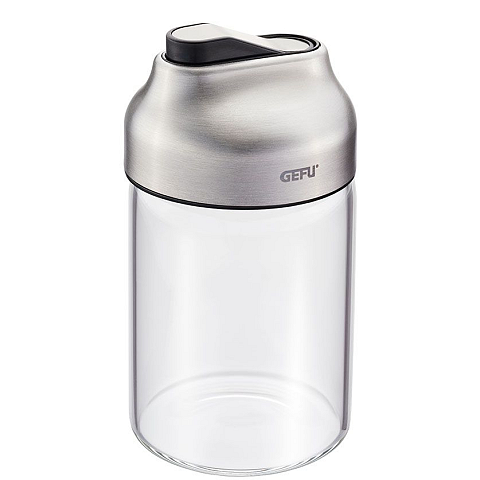 GEFU GF33701 Zuckerstreuer 180 ml Borosilikatglas, Kunststoff, Silikon, Edelstahl