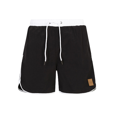 Urban Classics Herren Schwimmshirt Retro Swimshorts, Schwarz (Blk/Wht 00050), XXX-Large (Herstellergröße: 4XL) Männlich Schwarz, Weiß