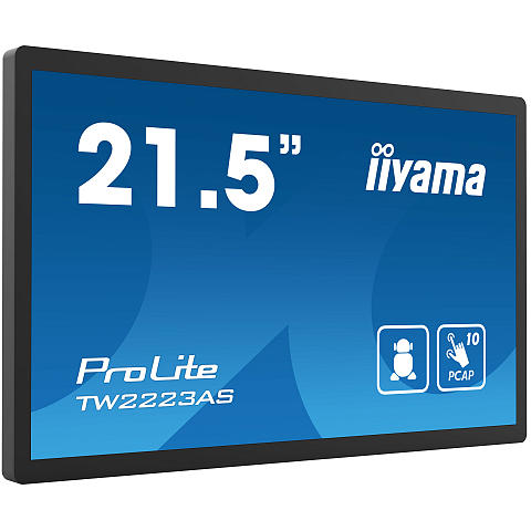 iiyama TW2223AS-B2 Signage-Display Interaktiver Flachbildschirm 54,6 cm (21.5") WLAN 345 cd/m² Full HD Schwarz Touchscreen Eingebauter Prozessor Android 24/7