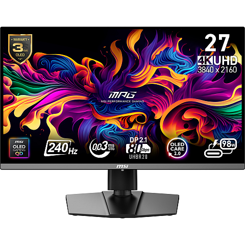 MSI MPG 272URXDE QD-OLED Computerbildschirm 67,3 cm (26.5") 3840 x 2160 Pixel 4K Ultra HD Schwarz