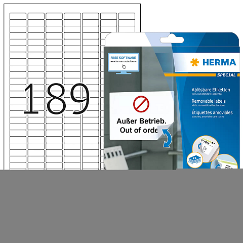 HERMA Ablösbare Etiketten A4 25.4x10 mm weiß Movables/ablösbar Papier matt 4725 St.