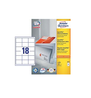 Avery 3671 selbstklebendes Etikett Weiß 1800 Stück(e)