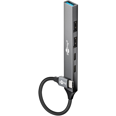Goobay 74460 Schnittstellen-Hub USB 3.2 Gen 1 (3.1 Gen 1) Type-C 5000 Mbit/s Hellgrau