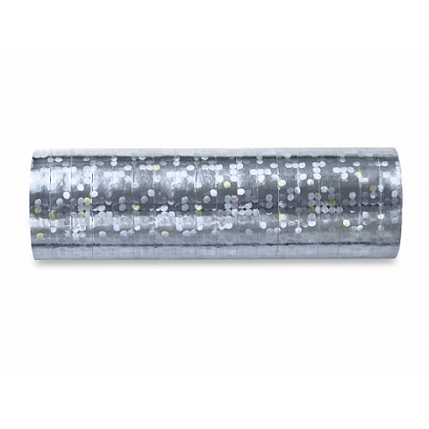 PartyDeco Holografische Serpentinen, silber, 3,8m