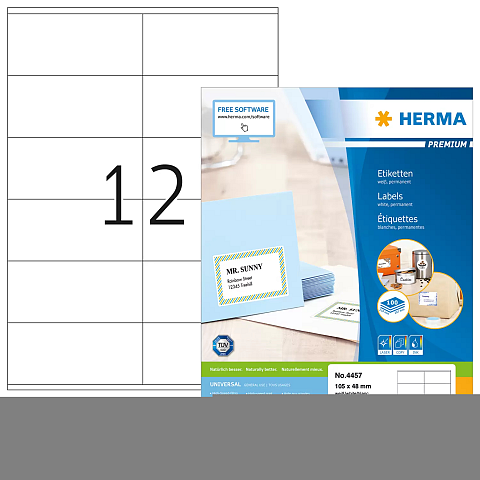 HERMA Etiketten Premium A4 105x48 mm weiß Papier matt 1200 St.