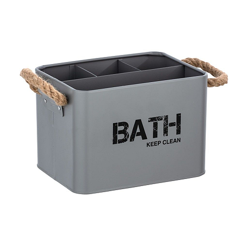 WENKO Badbox Gara mit 4 Fächern Stahl grau 19x12,5x13cm