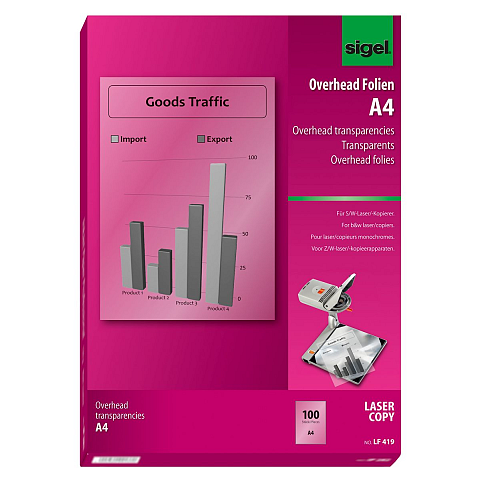 Sigel LF419 Druckfolie Laser A4 (210×297 mm) Transparent 100 Blätter