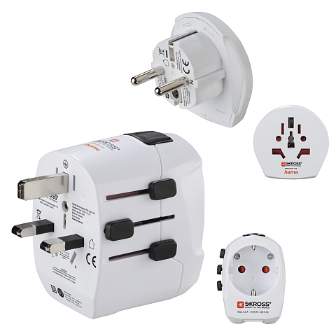 Hama World Travel Pro Light USB Netzstecker-Adapter Universal Weiß