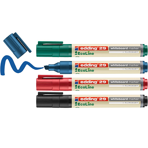 Edding 29 EcoLine Marker 4 Stück(e) Meißel Schwarz, Blau, Grün, Rot