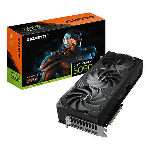 GIGABYTE GeForce RTX 5090 WINDFORCE OC 32G Grafikkarte - 32 GB GDDR7, 512 Bit, PCI-E 5.0, 2467MHz Kernfrequenz, 3 x DP 2.1a, 1 x HDMI 2.1b, NVIDIA DLSS 4, GV-N5090WF3OC-32GD