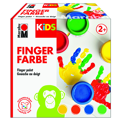 Marabu KiDS Abwaschbare Fingerfarbe Blau, Grün, Rot, Gelb