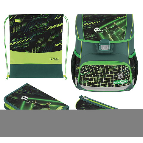 Herlitz Loop Plus Game Changer Schulranzen-Set Junge Polyester Schwarz, Grün