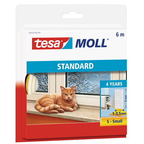 TESA 05559-00100 Dichtungsstreifen 6 m Dichtungsschaum Selbstklebend Weiß