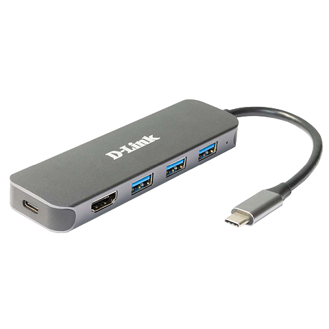 D-Link DUB-2333 laptop-dockingstation & portreplikator Kabelgebunden USB Typ-C Grau