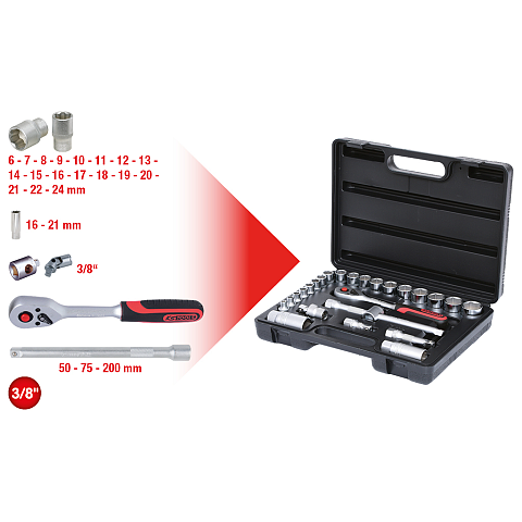 KS Tools 911.0626 Steckdosen/Steckdosen-Set Steckschlüssel-Satz