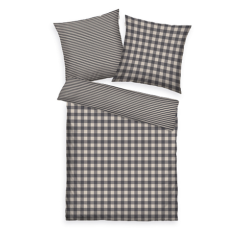 HERDING TOM TAILOR Winterbettwäsche - Classic Check Anthracite & Sunny Sand - 80-x-80-cm-135-x-200-cm