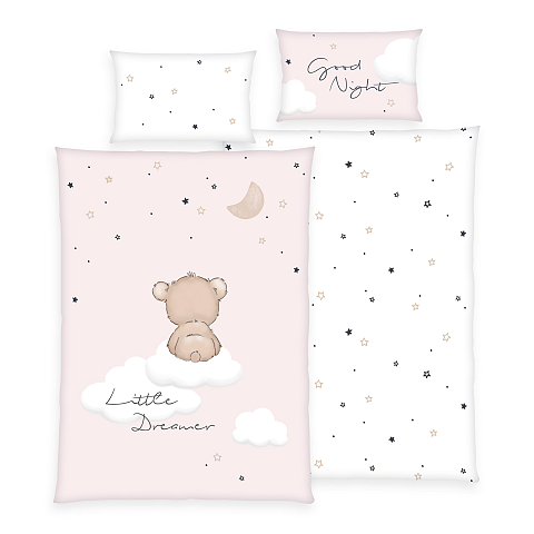 HERDING babybest® Bettwäsche-Set ‘Little Dreamer rosa’ – 100×135 cm, verschiedene Qualitäten - renforce