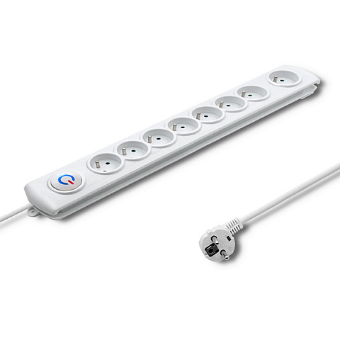 Qoltec 50293 Spannungsschutz Weiß 8 AC-Ausgänge 230 V 1,5 m