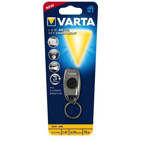Varta L.E.D. METAL KEY CHAIN LIGHT Chrom Schlüsselanhänger-Blinklicht LED