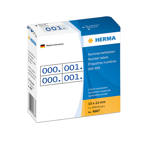 HERMA Nummernetiketten doppelt selbstklebend 10x22 mm Aufdruck blau, 0-999