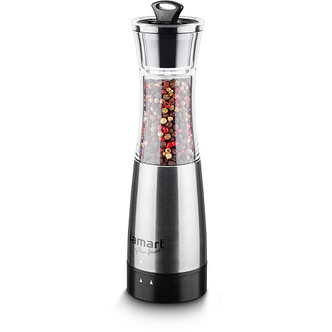 Lamart LT7012 Gewürzmühle Salz- & Pfeffermühle Schwarz, Edelstahl, Transparent