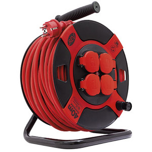 REV 0010307612 Verlängerungskabel 40 m 4 AC-Ausgänge Draußen Schwarz, Rot