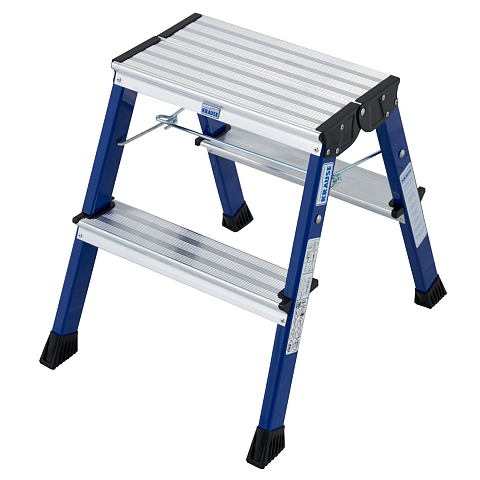 Krause 130082 Tritthocker Aluminium Aluminium, Schwarz, Blau