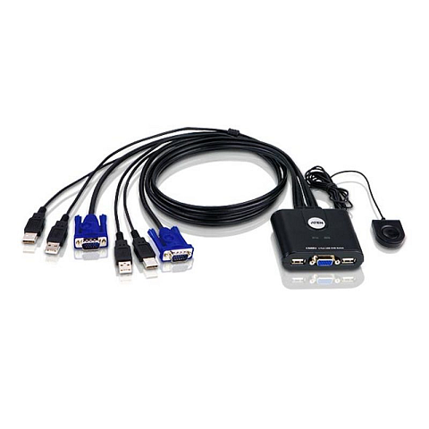 ATEN 2-Port-USB-VGA-Kabel-KVM-Switch mit Remote-Port-Wähler