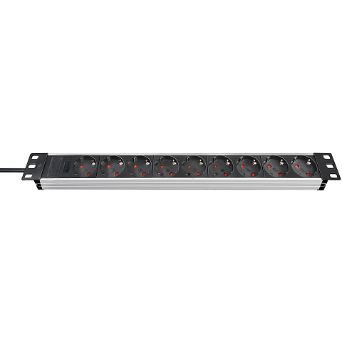 Brennenstuhl 1390007009 Verlängerungskabel 2 m 9 AC-Ausgänge Aluminium, Schwarz