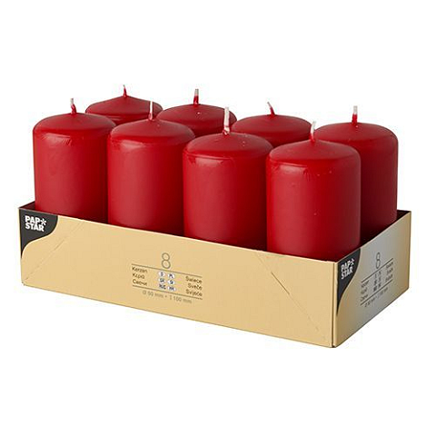 Papstar 17987 Wachskerze Zylinder Rot 8 Stück(e)