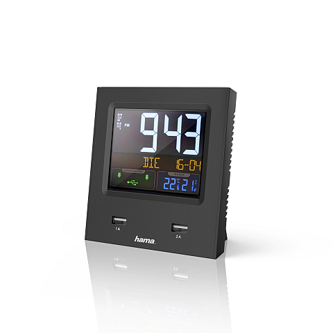 Hama Dual-USB Digitaler Wecker Schwarz