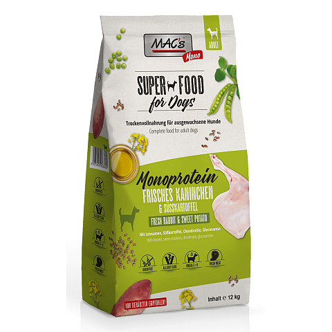 MAC's 47801257 Hunde-Trockenfutter 12 kg Adult Kartoffel, Kaninchen