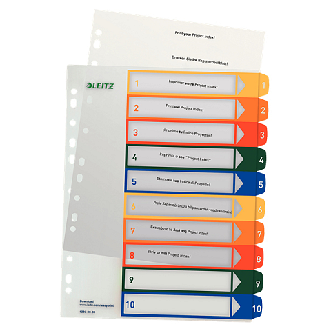 Esselte 12930000 Tab-Register Numerischer Registerindex Polypropylen (PP) Mehrfarbig