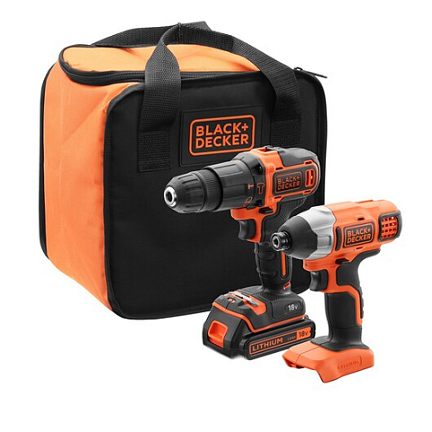 Black & Decker BCK21S1S-QW Bohrmaschine Schwarz, Orange