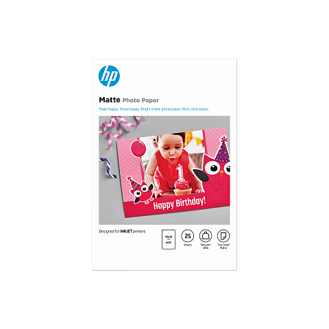 HP Mattes Fotopapier, 180 g/m2, 10 x 15 cm (101 x 152 mm), 25 Blatt