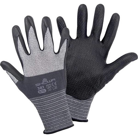 Showa 4704 XL Handschutz Werkstatthandschuhe Schwarz, Grau Nitril, Spandex