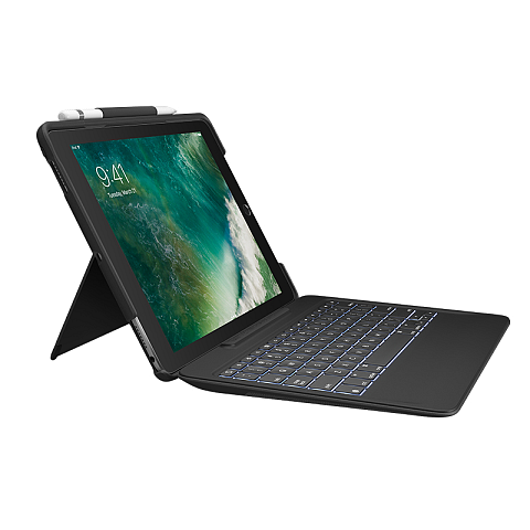 Logitech SLIM COMBO with detachable keyboard and Smart Connector for iPad Air (3rd gen) and iPad Pro 10.5-inch Deutsch Schwarz